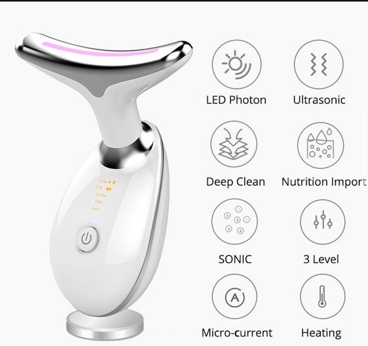 Triple action  LED sonic skin tensioner