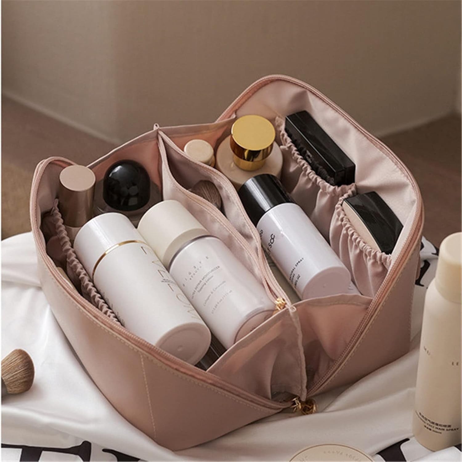 Leather make up pouch